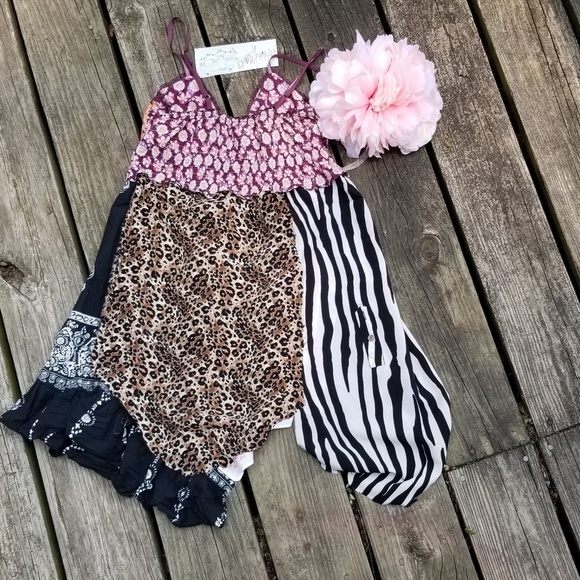 Boho Chic Spaghetti Strap Floral Tunic Upcycled - Picture 3 of 6